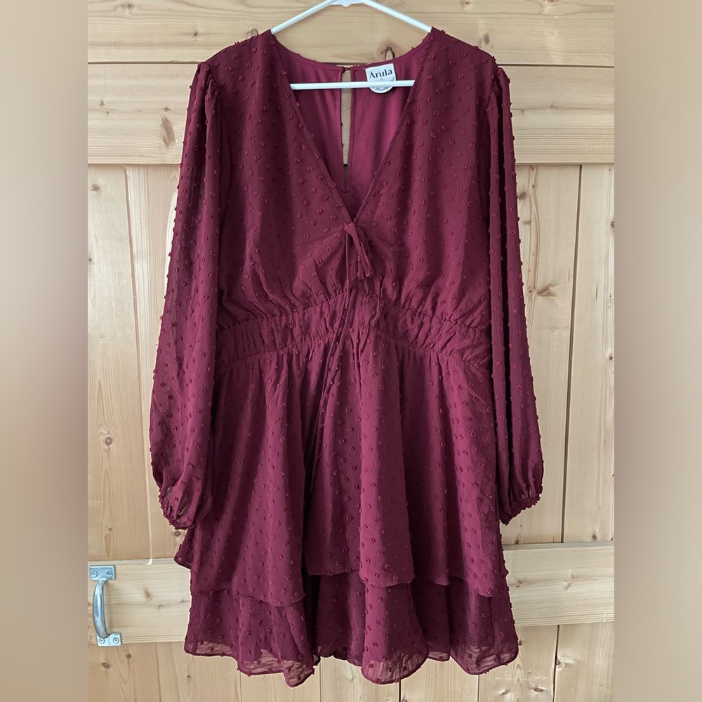 2X dress Arula Burgundy Adelyn ClipDot dress